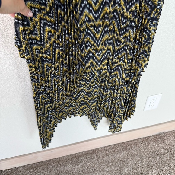 NWOT A.L.C. Kendall Ikat Print Silk Layer Dress Yellow Black Boho Women’s Size 2 - Picture 14 of 14